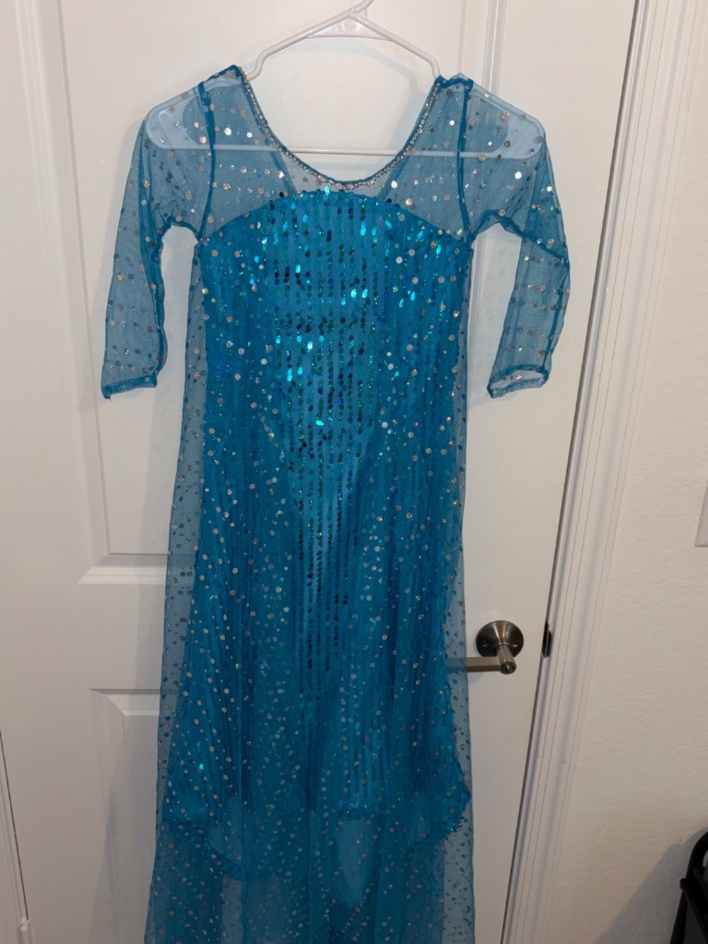 Elsa Princess Costume Long Cape Birthday Party Dress up Size 130 (7-6) years - Picture 6 of 16